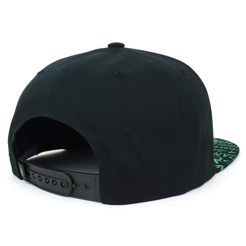 [Australia - AusPower] - Trendy Apparel Shop Rasta Marijuana Leaf Weed 3D Embroidered Flat Bill Snapback Cap One Size Black Green 