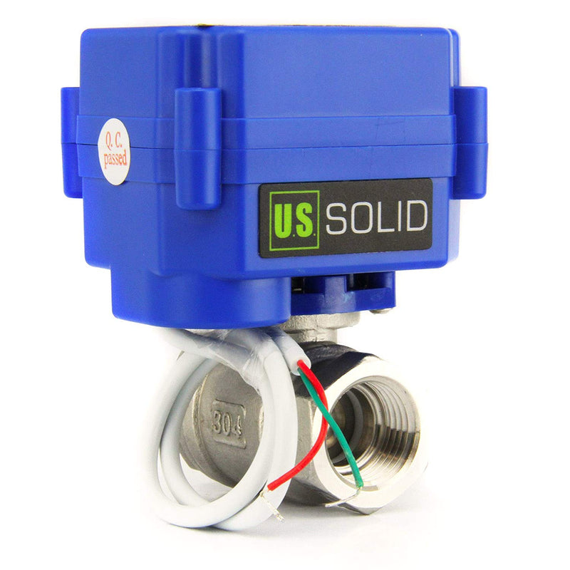 [Australia - AusPower] - Motorized Ball Valve- Stainless Steel Ball Valve with Full Port, 9-24V DC and 2 Wire Reverse Polarity by U.S. Solid (3/4 inch) 