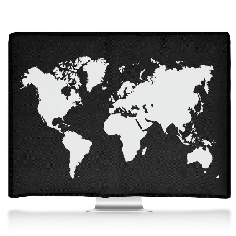 [Australia - AusPower] - kwmobile Computer Monitor Cover Compatible with 20-22" Monitor - Travel Outline White/Black Travel Outline 02-01 