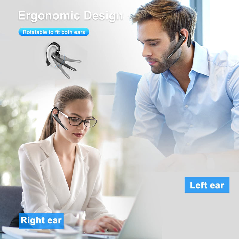 [Australia - AusPower] - MANACUBE Bluetooth Headset, Wireless Bluetooth5.1 Earpiece Single-Ear Headset Hands-Free Earphones with Built-in Mic for Driving Business Office, Compatible with iPhone and Android Noise Cancelling 