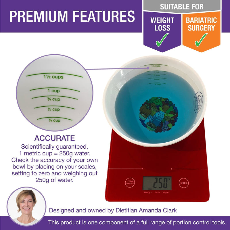 [Australia - AusPower] - PORTION CONTROL BOWL, MELAMINE for Weight Loss, Bariatric Surgery, Diabetes and Healthier Diets. Educational, visual tool for adults and children by Dietitian Amanda Clark 
