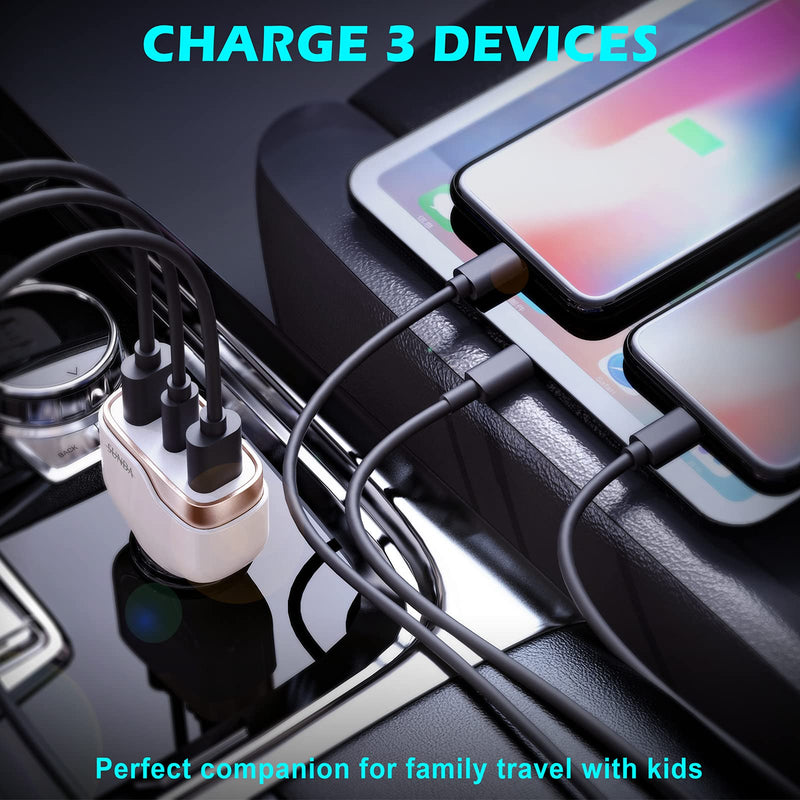 [Australia - AusPower] - SUNDA 38W USB C Car Charger, 3-Ports Fast Car Charger for Cell Phone, Type C Car Charger Adapter, PD 20W Compatible with iPhone 13/12 Pro/Max/iPhone 11/Pad Pro/Galaxy/Samsung, 18W QC3.0 for Android CC53-2A1C 