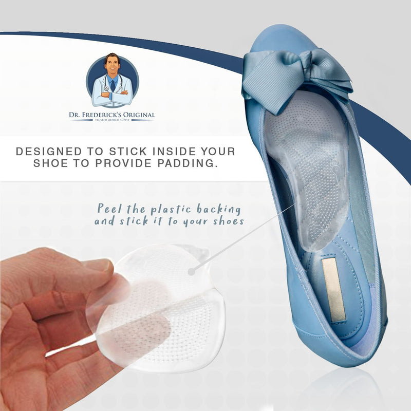 [Australia - AusPower] - Dr. Frederick's Original Self-Adhesive Metatarsal and Arch Support Insole Gel Pads - 2 Pieces - Generous Ball of Foot Cushions for Arch Support, Plantar Fasciitis & More - Small - W4.5-8 | M6-7 Small (Pack of 2) 