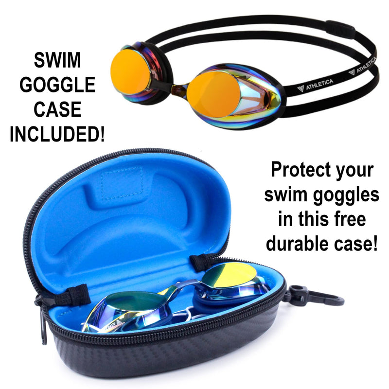 [Australia - AusPower] - V ATHLETICA Unisex Adult and Youth Swim Goggles and Case Black 