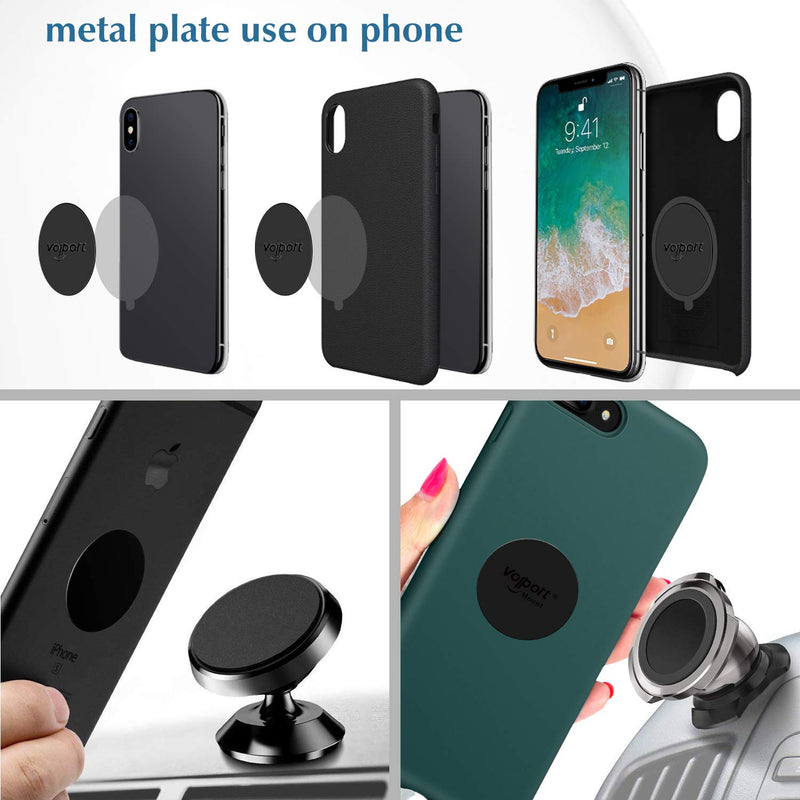[Australia - AusPower] - VOLPORT Mount Metal Plates Replacement 6pcs for Magnetic Phone Magnet Car Mount, Phone 3M Strong MagicPlate Metal Disc Sticker Adhesive Round for Magnet Cell Phone Holder Grip(Pops Stand Not Included) 