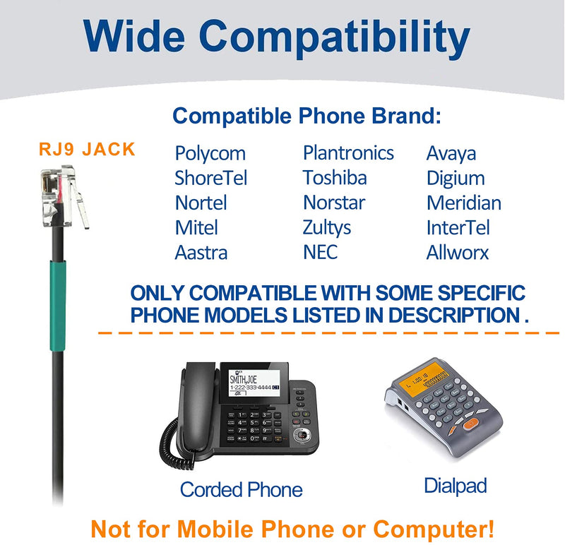 [Australia - AusPower] - Phone Headset RJ9 with Microphone Noise Cancelling & Volume Controls, Office Telephone Headset Compatible with Polycom Plantronics Avaya ShoreTel Toshiba Digium Nortel Landline Phones, Clear Calls 