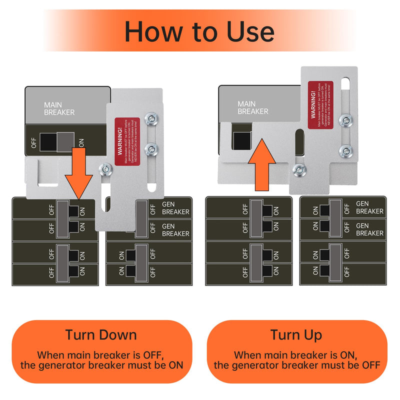 [Australia - AusPower] - Generator Interlock Kit Fit for Siemens or Murray 150 or 200 amp Panels, 7/8-1 1/4 Inch Spacing Between Main Breaker and Branch Breaker, Professional Generator Interlock Kit 