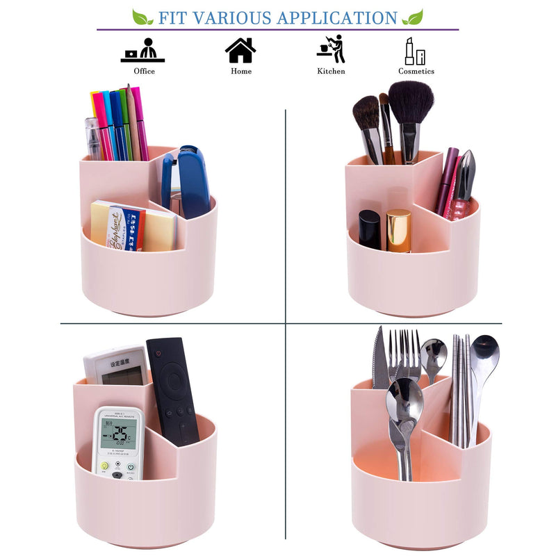 [Australia - AusPower] - Siveit Rotating Pen Holder, 3 Slots 360-Degree Spinning Pencil Pen Desktop Organizer Cute Pencil Cup Pot for Home, Office, Kids (Peach Pink) 