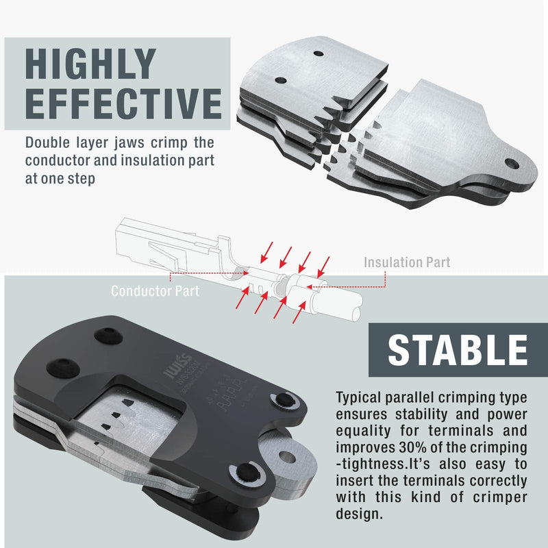 [Australia - AusPower] - IWISS IWS-3220M Micro Connector Pin Crimping Tool 0.03-0.52mm² 32-20AWG Ratcheting Crimper for D-Sub,Open Barrel suits Molex,JST,JAE 