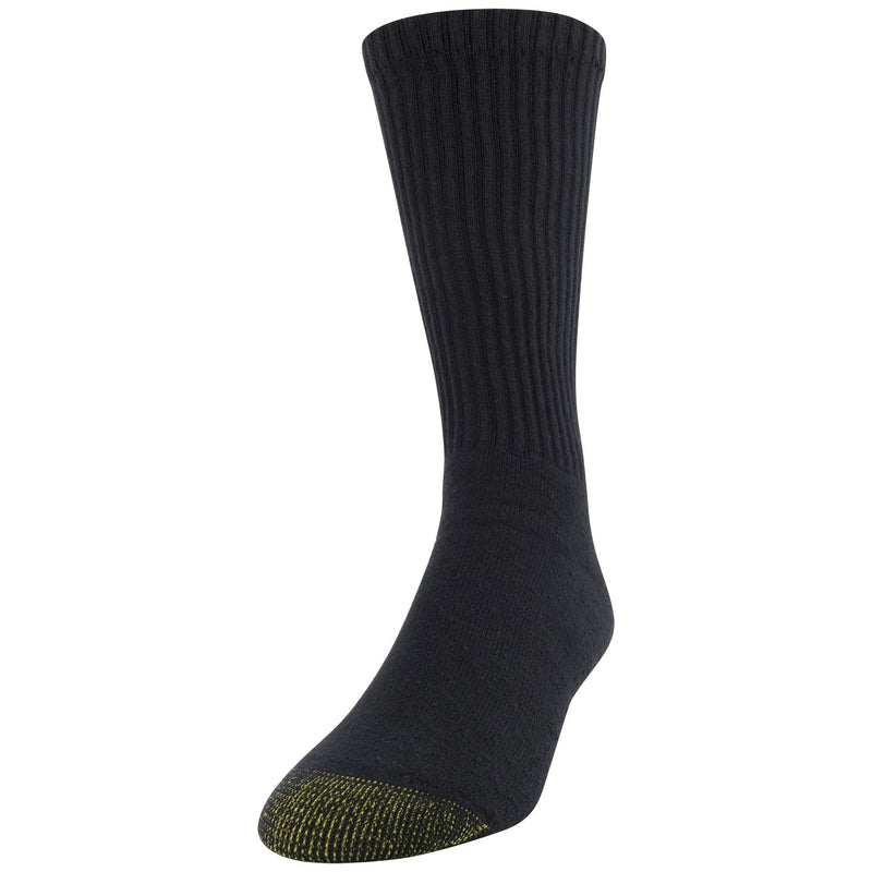 [Australia - AusPower] - Gold Toe Men's 656s Cotton Crew Athletic Socks, Multipairs Large Black & White (6-pairs) 