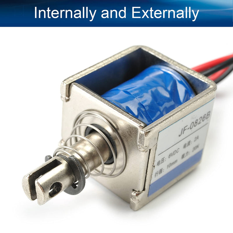 [Australia - AusPower] - Fielect DC 6V 20N Push Pull Type Solenoid Electromagnet, 2A 12W 10mm Stroke Open Frame Solenoid Electromagnet Linear Motion, JF-0826B-6V Model: JF-0826B-6V 