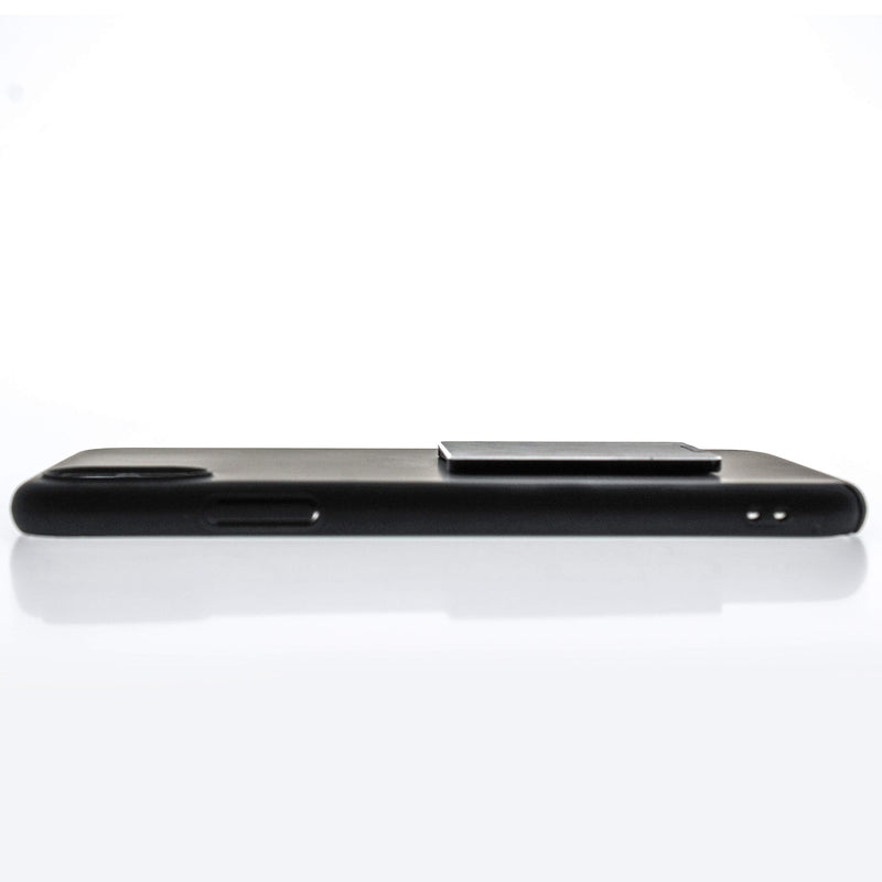 [Australia - AusPower] - Flip Stand (aka Piggy Pro) Adjustable Phone Stand & Grip with Compact Mirror, Compatible with Magnet Car Mount (Black) Black 