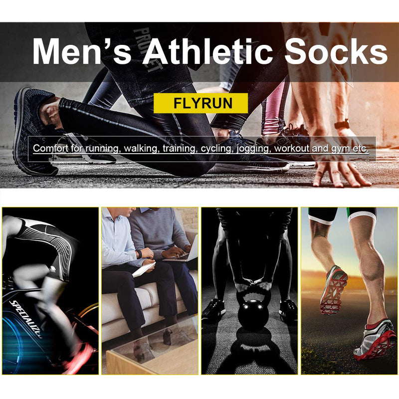 [Australia - AusPower] - FLYRUN Men's Athletic Ankle Quarter Socks Men Comfort Cushion Moisture Wicking Work Sock 6 Pack A2-grey 6 Pairs 