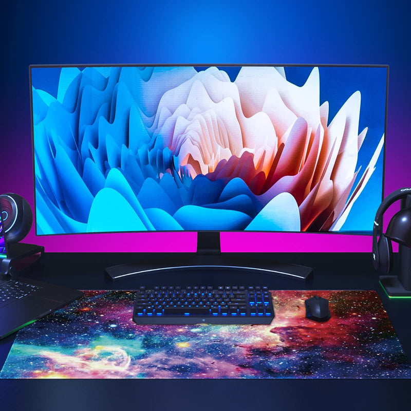 [Australia - AusPower] - ZYCCW Large Gaming Mouse Pad, Oversized Extended Mat Desk Pad Keyboard Pad (31.5"x11.8"x0.15") Thick Non-Slip Rubber Stitched Edges(Space Galaxy Nebula)… 
