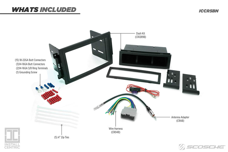 [Australia - AusPower] - SCOSCHE Install Centric ICCR5BN Compatible with Select Chrysler/Dodge/Jeep 2004-08 with Navigation Complete Basic Installation Solution for Installing an Aftermarket Stereo 2004-08 Complete Installation Kit 