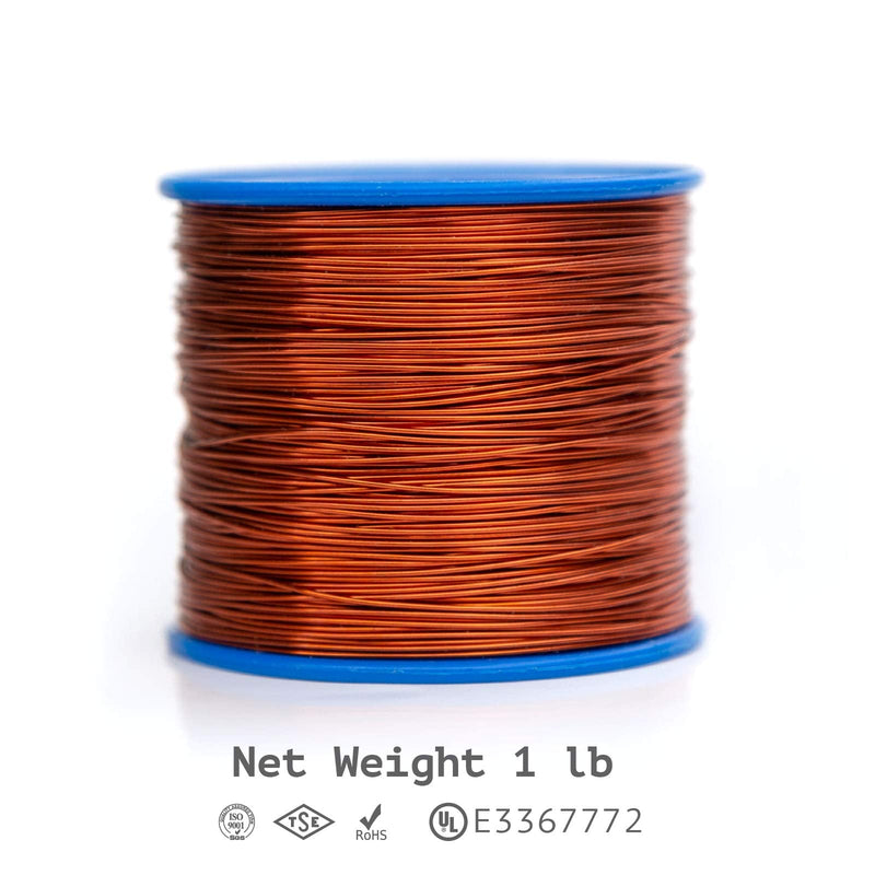 [Australia - AusPower] - Emtel 25 AWG - 1 lb (1000 feet) Magnet Wire - Enameled Copper Wire for Electrical Motor Transformer Magnetic Coil 220°C (428°F) Thermal Class - Double Insulated Winding Wire 