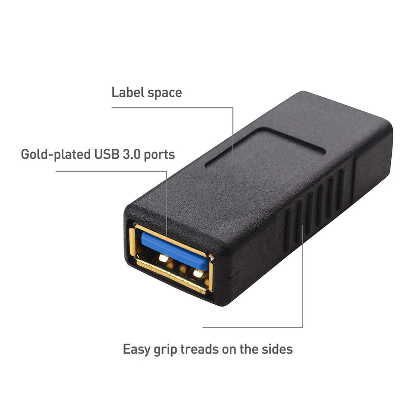 [Australia - AusPower] - Cable Matters 2-Pack USB 3.0 Coupler USB Female to Female Adapter Gender Changer & Combo-Pack 90 Degree Left and Right Angle USB Adapter 