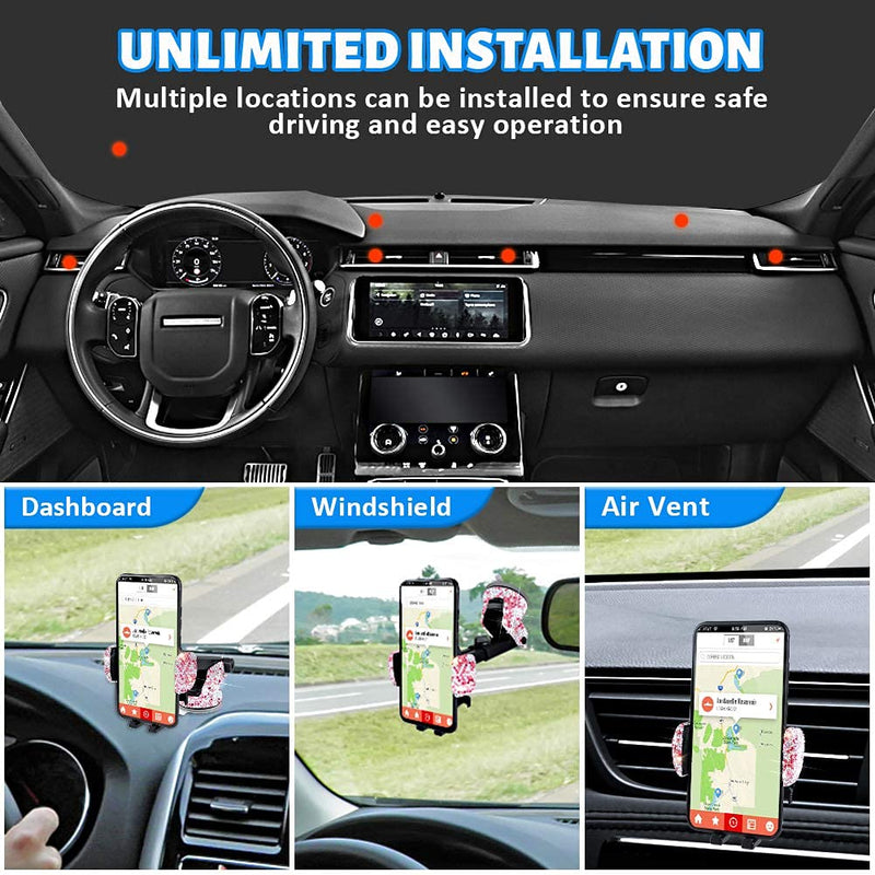 [Australia - AusPower] - eing Car Phone Mount Holder Dashboard Air Vent Windshield ,Compatible with iPhone 12/11/11 Pro/8 Plus/8/SE/X/XR/XS/7 Plus Samsung S20/S10/S9/S8,Moto,Huawei,Nokia,LG,Smartphones, Pink B-Pink 