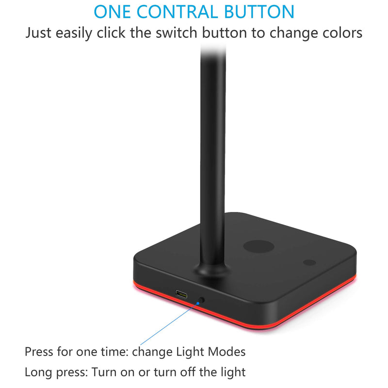 [Australia - AusPower] - RGB Headphone Stand with Wireless Charger KAFRI Desk Gaming Headset Holder Hanger Rack with 10W/7.5W Fast Charge QI Wireless Charging Pad - Suitable for Gamer Desktop Table Game Earphone Accessories A-ONE STAND 