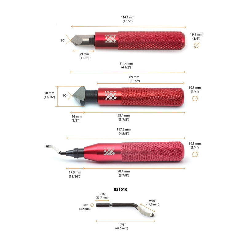 [Australia - AusPower] - AFA Tooling Deburring Tool with 10 High-Speed Steel Rotary Burr Removal Blades and 2 Countersink Hand Reamers Deburring Tool + 2 Reamers + 10 Blades 