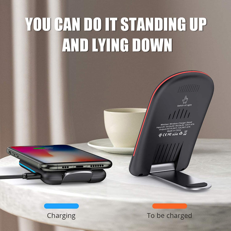 [Australia - AusPower] - Fast Wireless Charger Stand, WixGear Qi Certified Wireless Foldable Charger Stand 15W Max Wireless Charging Stand, Compatible with All Qi Wireless Charging Phones 