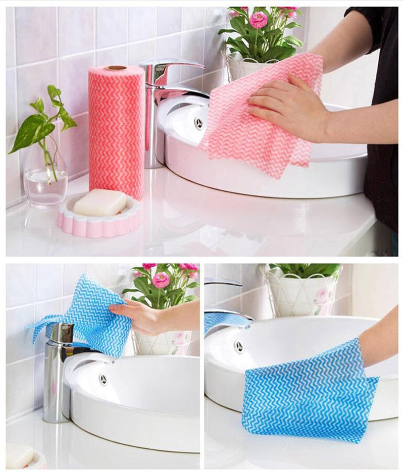 [Australia - AusPower] - JEBBLAS Reusable Cleaning Wipe, Household &Kitchen Towels,Disposable Cleaning Cloth, Dish Cloth Dish Towels Dish Rags Reusable Kitchen Paper Towels, Wash Towels, 2 Rolls of 200 Sheets 
