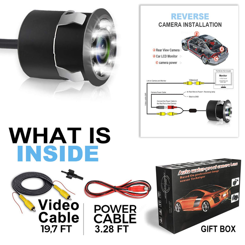 [Australia - AusPower] - Backup Camera, JPP Embedded Rear View Camera, Waterproof Camera LED Night Vision Reverse Camera for Truck, Car, Travel Trailer 