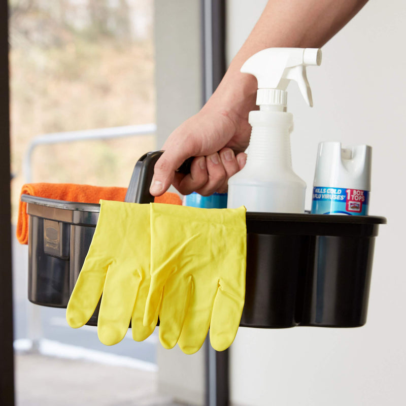 [Australia - AusPower] - Rubbermaid Commercial Products Deluxe Carry Caddy for Cleaning Products, Spray Bottles, Sports/Water Bottles, and Postmates/Uber Eats Drivers, Black (FG315488BLA) 1 Pack 