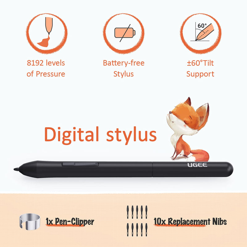 [Australia - AusPower] - Drawing Tablet, UGEE Computer Graphics Tablets with 10 Hot Keys, 6.5x4 inch OSU Tablet with Battery Free Stylus of 8192 Levels Pressure Sensitivity,Digital Pen Art Pad for Mac/Linux/Windows PC/Android 6.4x4 inch Graphics Drawing Tablet wire 
