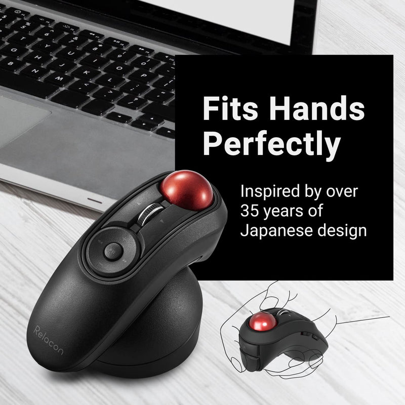 [Australia - AusPower] - ELECOM 2.4GHz Wirelss Handheld Thumb Control Trackball Mouse, Ergonomic Design,10-Button Function with Smooth Tracking, Optical Gaming Sensor, Left Right Handed Mice, for Windows and Mac (M-RT1DRBK 