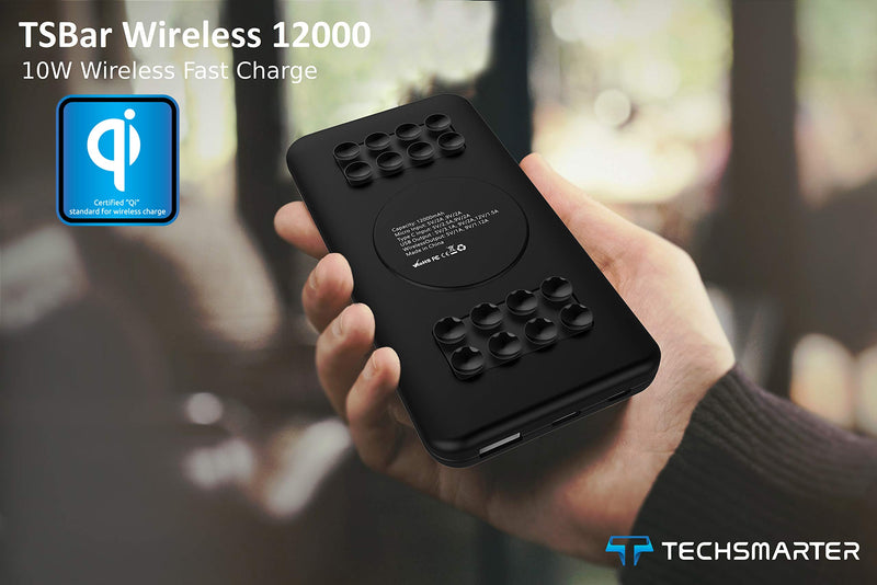 [Australia - AusPower] - Techsmarter 12000mAh 18W USB-C PD Qi Wireless Power Bank Portable Charger with Powerful Suction Cups. Compatible with iPhone 12, 11, SE 2020, X, XR, XS, 8, Samsung S20, S10, S9, S8, S7 and More 