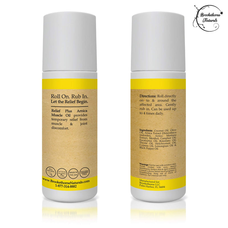 [Australia - AusPower] - Relief Plus Arnica Muscle Oil – Extra Strength Roll On - Cypress, Eucalyptus & Helichrysum Essential Oils & Menthol. All Natural Remedy for Sore Muscles, Aching Joints by Brookethorne Naturals 