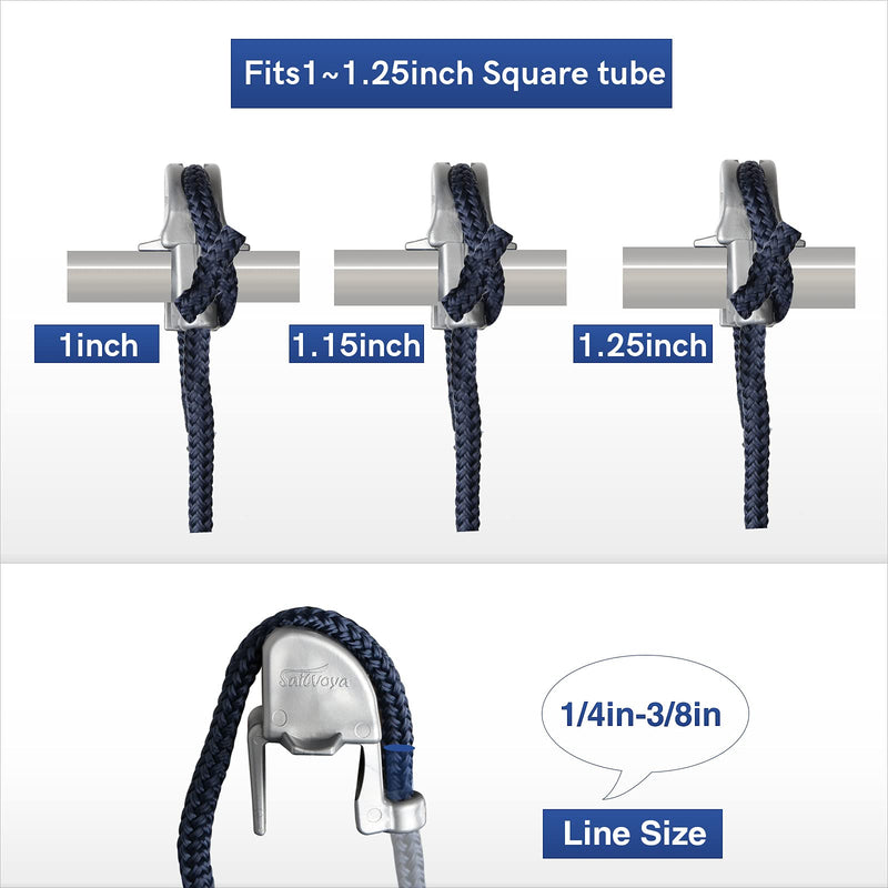 [Australia - AusPower] - Adjustable Pontoon Boat Square Rail Fender Cleat/Clip/Hanger for Bumper, 4 Pack 