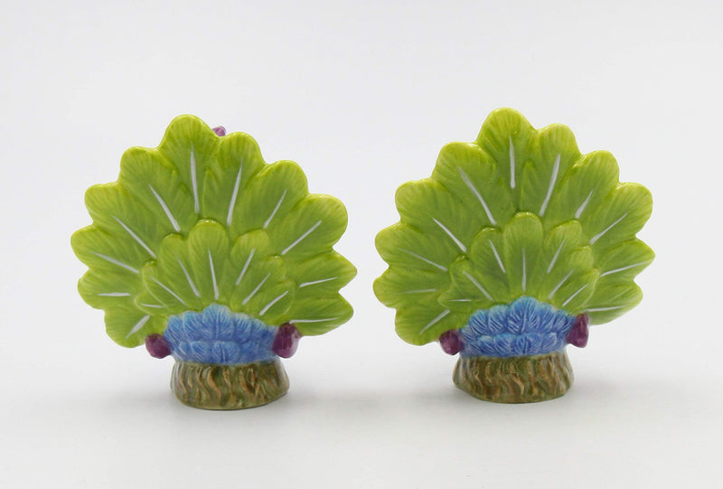 [Australia - AusPower] - Cosmos Gifts Fine Porcelain Exotic Peacock Salt & Pepper Shakers, 3-1/8" H Salt and Pepper Set, Multicolored 