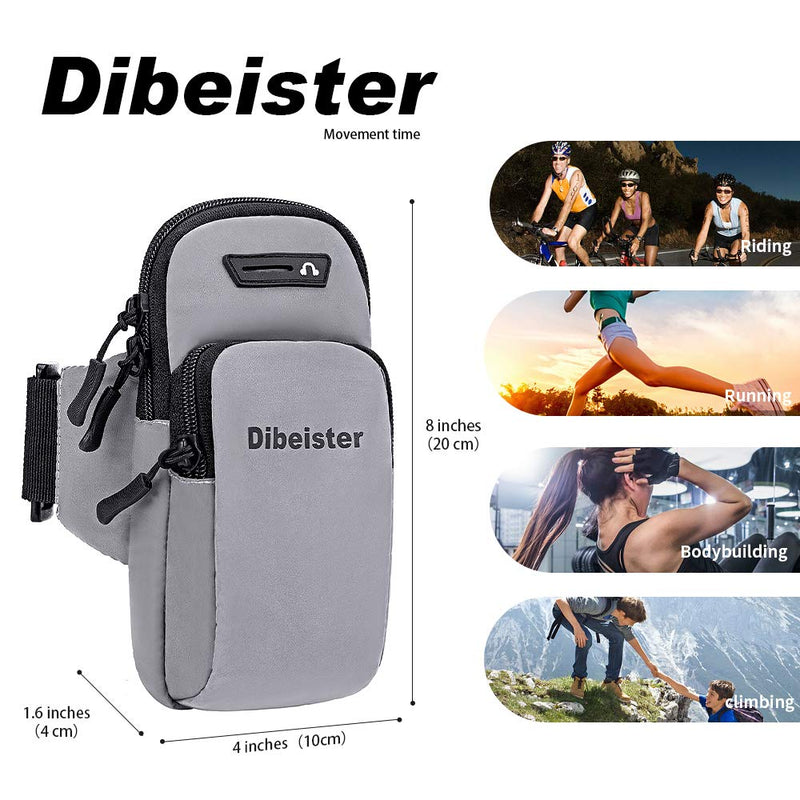 [Australia - AusPower] - Dibeister sport arm bag (L / 20) is a reflective, waterproof and sweat proof adjustable arm strap, suitable for iPhone, Samsung, LG and other mobile phones. For mobile phones up to 6.5 inches in size. Gray 4*1.6*8 inch 