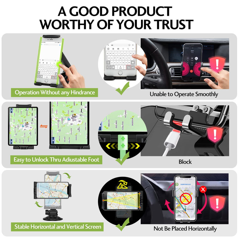 [Australia - AusPower] - Car Phone Holder Mount, Long Arm Suction Cup Phone Holder Compatible with All Mobile Phones and Tablets 