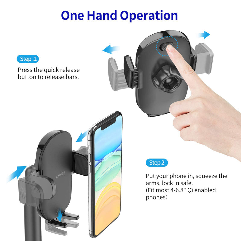 [Australia - AusPower] - Wireless Car Charger, 15W Qi Fast Charging Cup Phone Holder for Car, Adjustable Car Phone Holder Mount Charger with QC 3.0 Adapter, Compatible with iPhone 13/13 Pro Max/11 Pro All Smart Phones 
