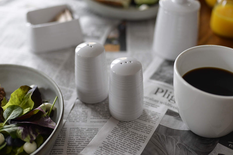 [Australia - AusPower] - Tablecraft Pulito Collection Salt & Pepper Shakers, 1.25 ounce, Melamine, White, Textured Finish 