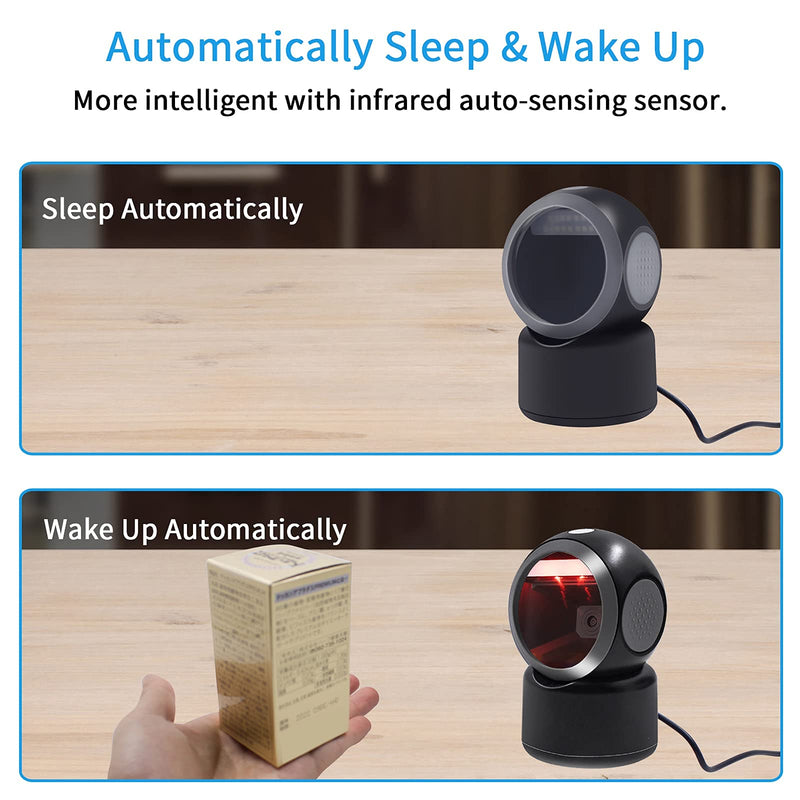 [Australia - AusPower] - 2D QR Hands-Free Barcode Scanner Omnidirectional Automatic Sensing Scanning USB Barcode Reader Adjustable Screen Scanning Platform Scanner for POS PC Supermarket Bookstore 2D scanner Black 