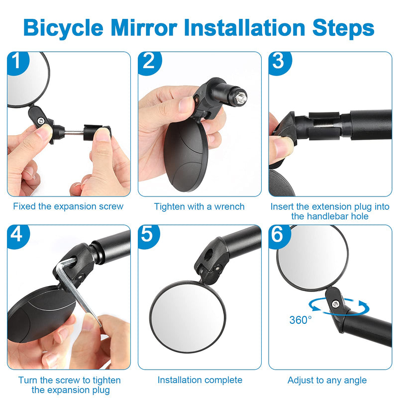 [Australia - AusPower] - Accmor 2pcs Bike Mirror, Bar End Bicycle Riding Rearview Mirrors for Handlebars, Adjustable 360˚Rotatable Convex Mirror for Mountain Road Bikes 