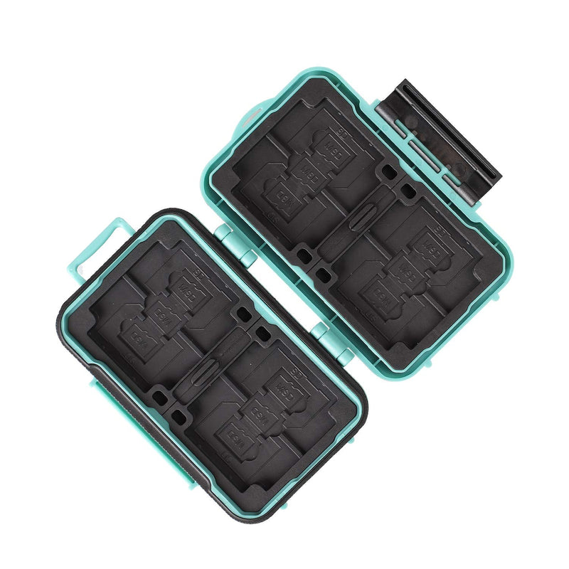 [Australia - AusPower] - LYNCA Memory Card Case Holder, Memory Card Hard Protector Case Professional Water-Resistant Anti-Shock Compact Camera Card Hard Storage Box for 8 SD Cards 4 CF Cards 12 Micro SD/TF Cards (Green) Green 