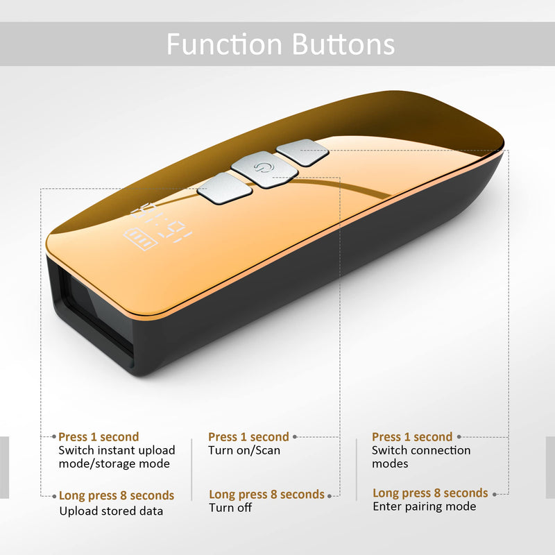 [Australia - AusPower] - REALINN Mini 2D Wireless Barcode Scanner, Portable CMOS Imager Bar Code Scanner with LED Screen Display, for iPad, Tablet, Phone, Laptop or PC 
