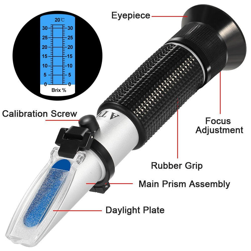 [Australia - AusPower] - 0-32% Brix Meter Refractometer,V-Resourcing Portable Hand Held Refractometer for Sugar Content Test 