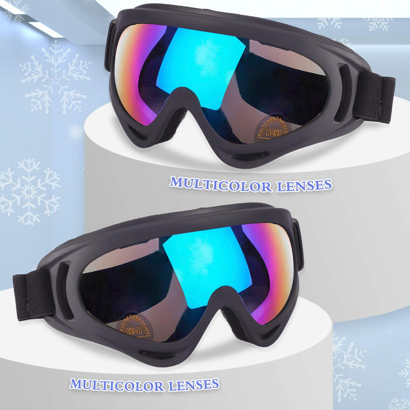 [Australia - AusPower] - MAMBAOUT 2-Pack Snow Ski Goggles, Snowboard Goggles for Men, Women, Youth, Kids, Boys or Girls 01.multicolor Lenses × 2 