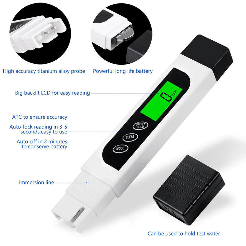 [Australia - AusPower] - TDS Meter Digital Water Tester, KINCREA 3-in-1 TDS, EC & Temperature Meter with Case, 0-9999 ppm, Professional Water Quality Tester for Drinking Water, Aquarium and More JR021 portable 