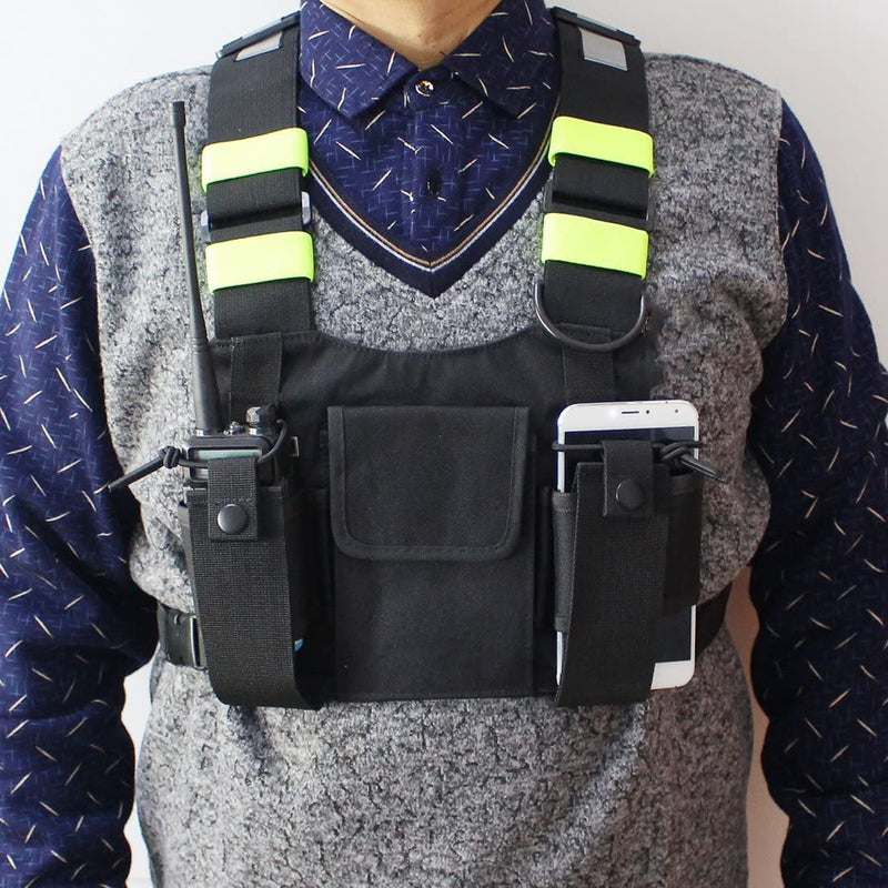 [Australia - AusPower] - Universal Radio Harness Chest Rig Bag Pocket Pack Holster Vest for Motorola Midland Two Way Radio (Rescue Essentials) (Bright Green) Bright Green 
