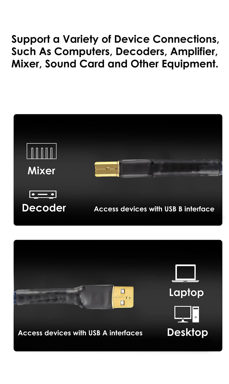 [Australia - AusPower] - Viborg HiFi USB 2.0 Printer Cable DAC A-B OCC Digital AB Audio A to B Scanner Cord A-Male to B-Male (1M) 3.3FT/1M Blue 