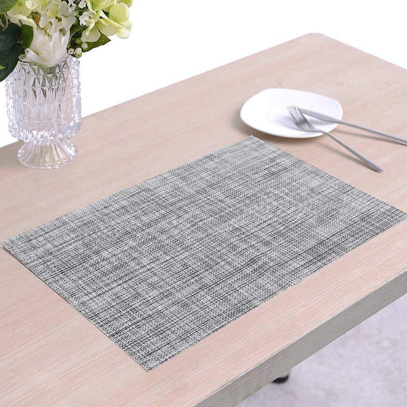 [Australia - AusPower] - homEdge PVC Placemat, 4 PCS of Non-Slip Heat Resistant Place Mats, Washable Vinyl Placemats, Set of 4 – Gray 