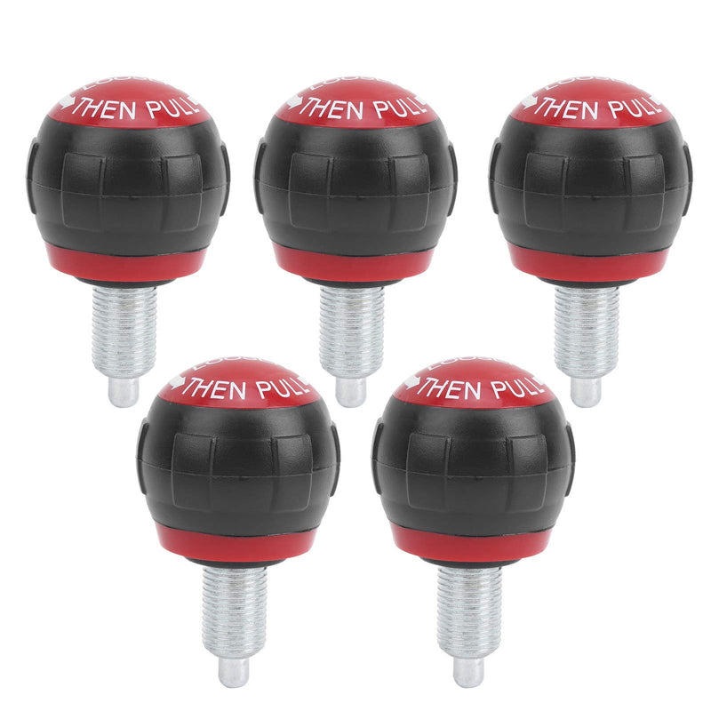 [Australia - AusPower] - 5pcs 50x45mm Fitness Pop Pull Pin Knob Smooth Surface Convenient,Used for Exercise Bikes,Bicycles,Strength Equipment,Fitness Equipment(Black red) 