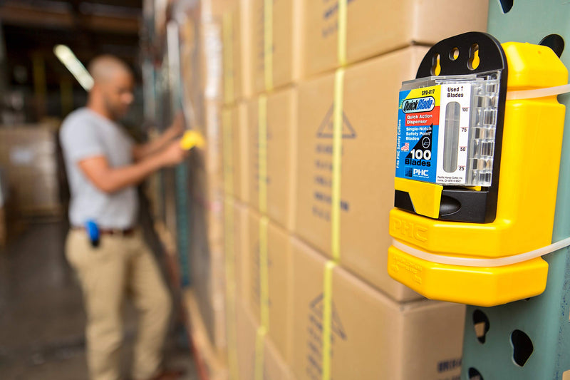 [Australia - AusPower] - Pacific Handy Cutter Blade Bank, Used Razor Blade Disposal with Wall Mount, Safely Dispose of Used Blades, Keep Blades Out of Trash Bags, Off of Floors, and Away from Other Hazardous Locations, Yellow (BH00206) 
